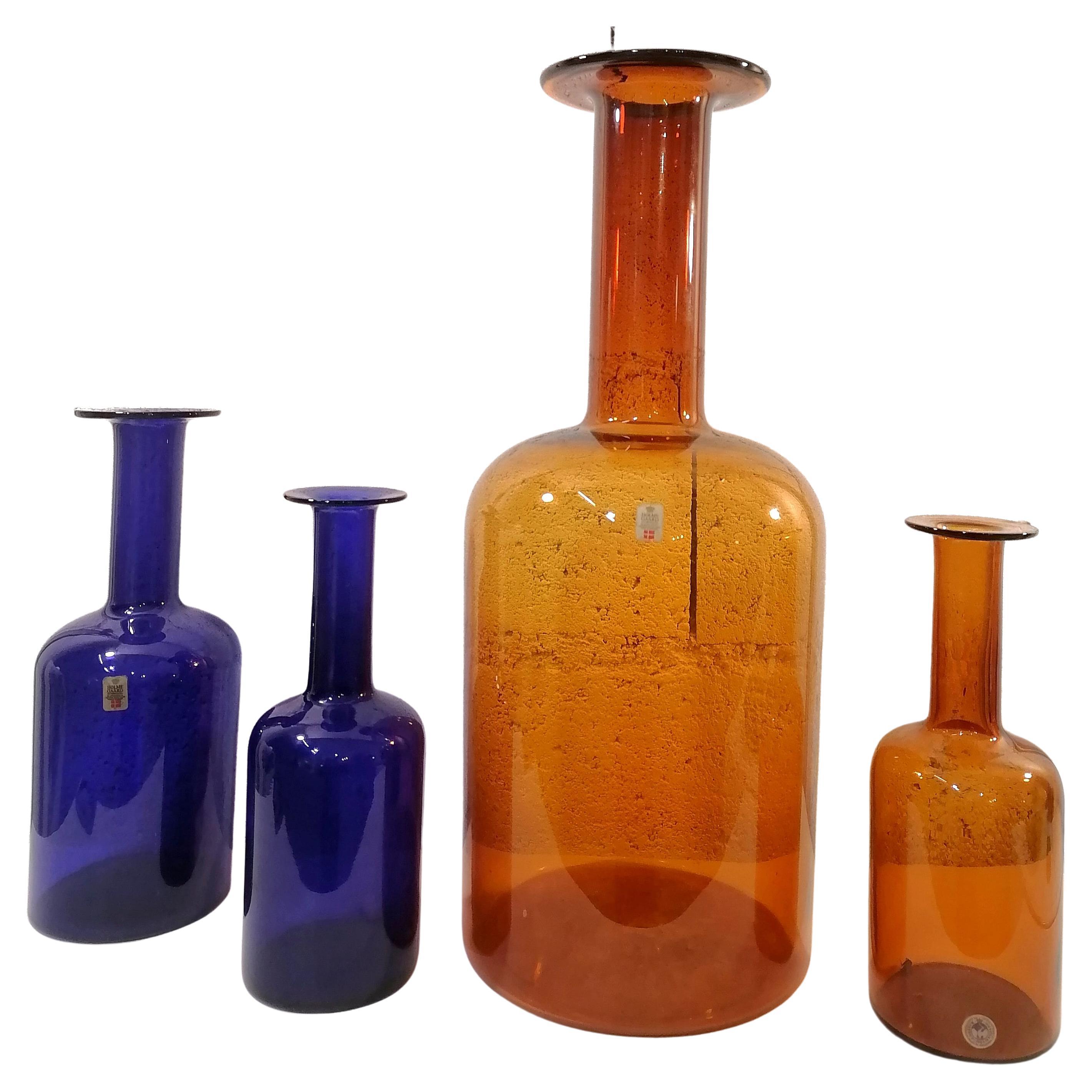 Otto Brauer Set of 4 Scandinavian Vases Bottles Holmegaard 1960 For Sale
