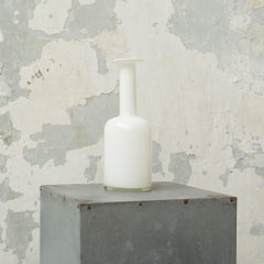 Jarrón de vidrio artístico opalino blanco Otto Brauer para Holmegaard Años 60