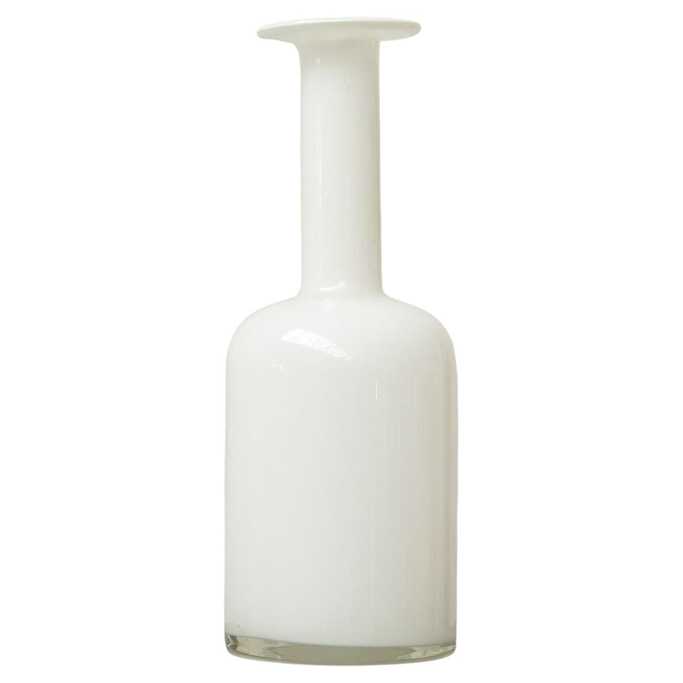 Otto Brauer White Opaline Art Glass Vase for Holmegaard 1960s