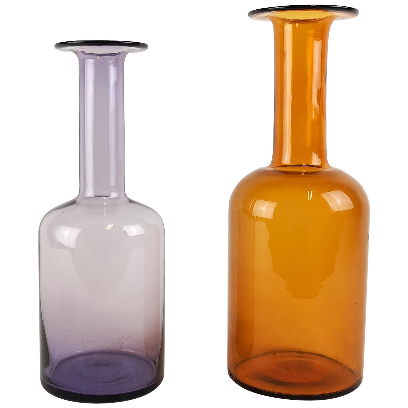 Otto Breuer for Holmegaard Glass Set of 2 Bottle Vases