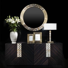 Otto Cabinet in Glossy Ebony, Horn, Glass & 24K Gold-Plated Brass by Arcahorn