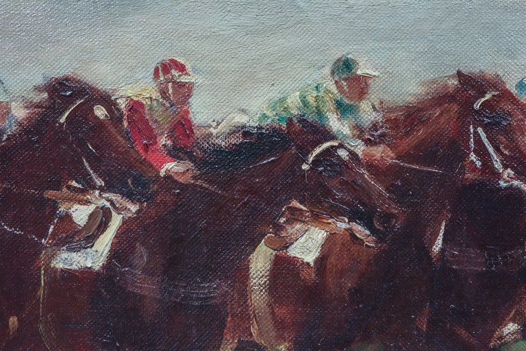 Horse racing Scene in Impressionistic style  For Sale 9