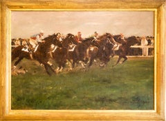 Horse racing Scene in Impressionistic style