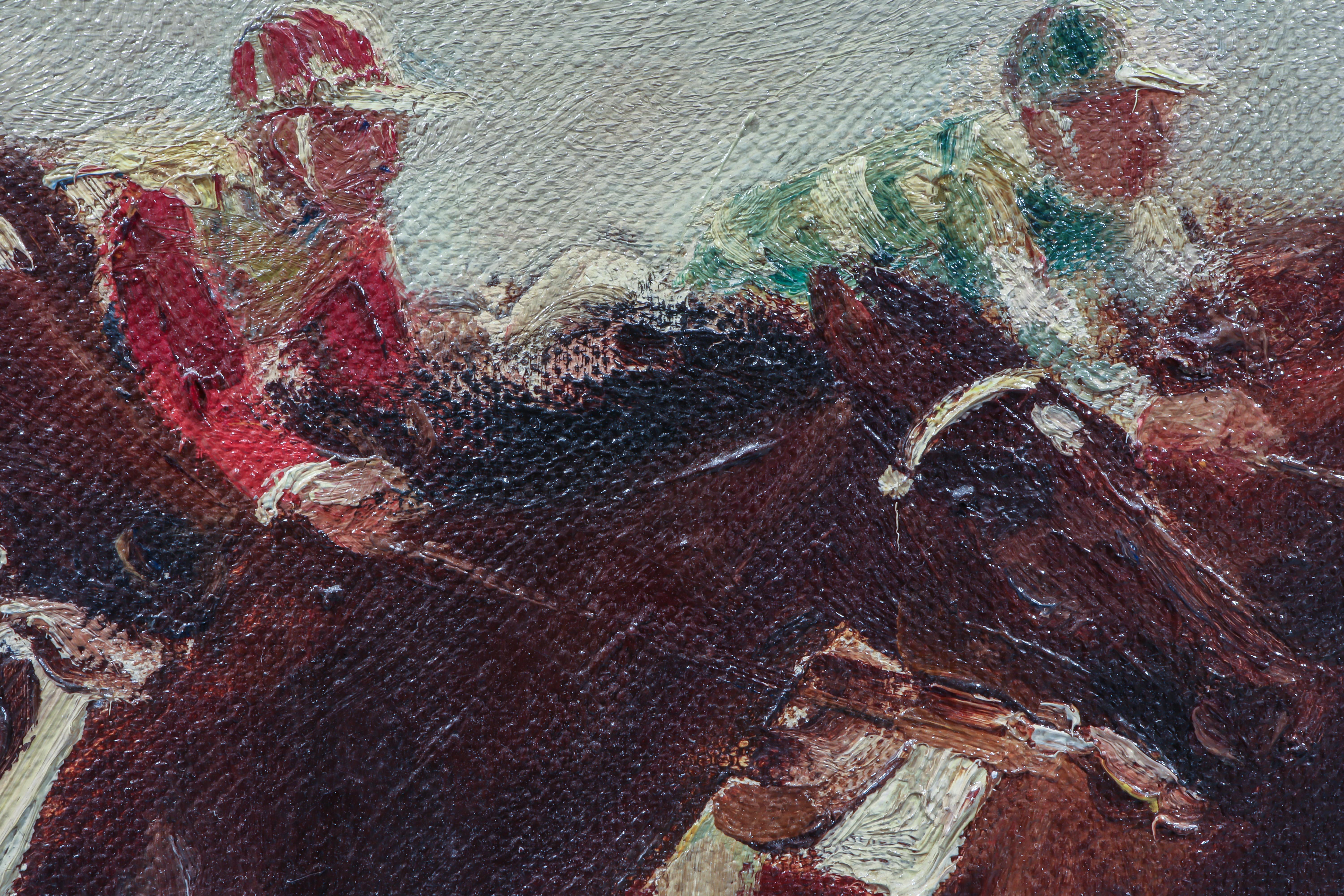 Horse racing Scene in Impressionistic style  For Sale 3