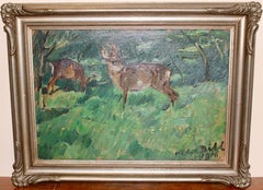 Otto Dill, "Deer", 1918, oil painting, two grazing fawns.