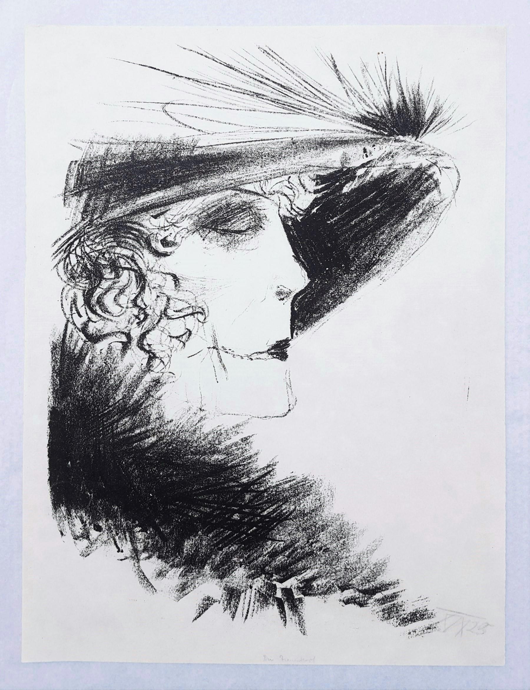 Dame mit Reiher (Woman with a Tuft of Heron Feathers) /// German Expressionism - Print by Otto Dix