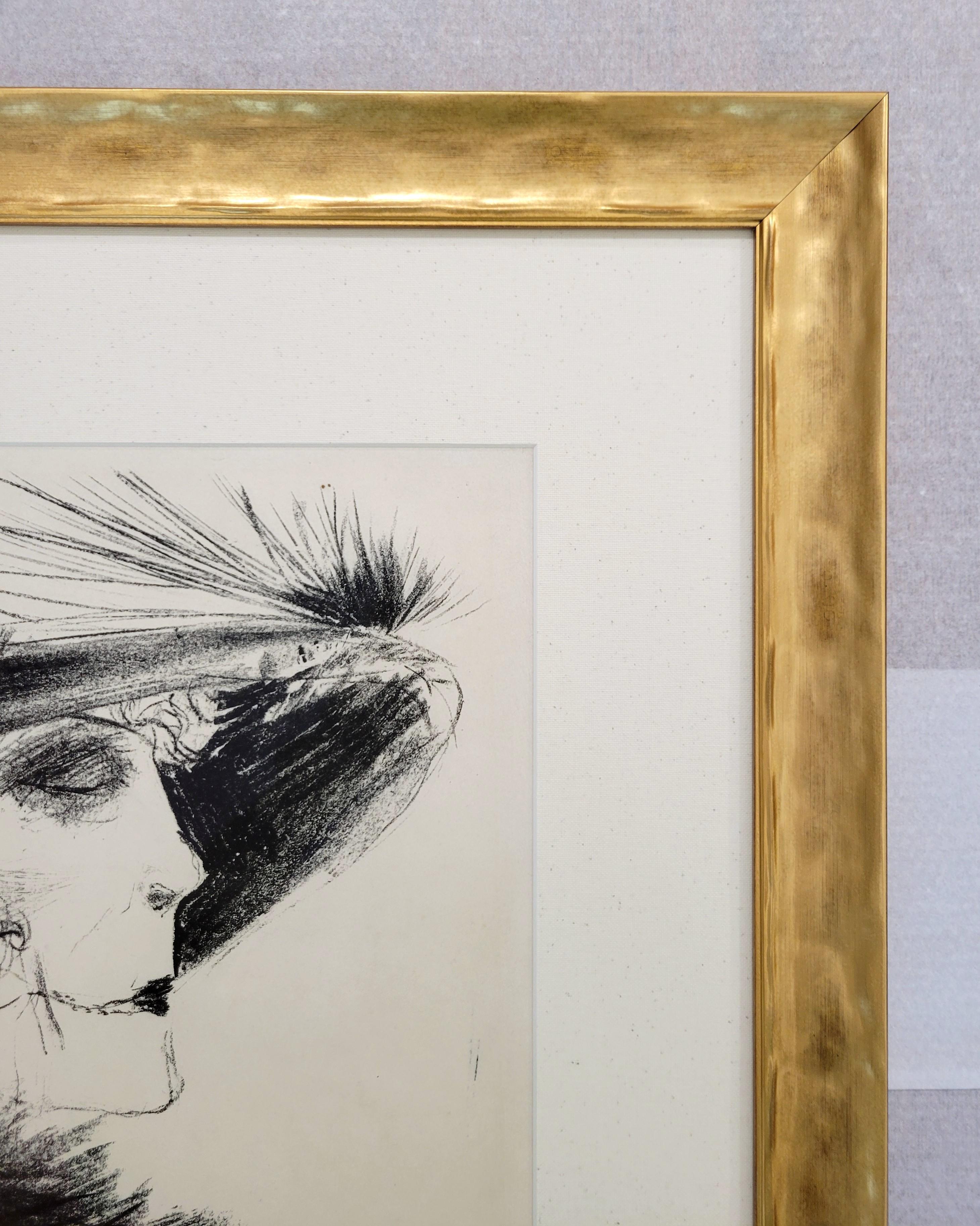 Dame mit Reiher (Woman with a Tuft of Heron Feathers) /// German Expressionism - Gray Portrait Print by Otto Dix