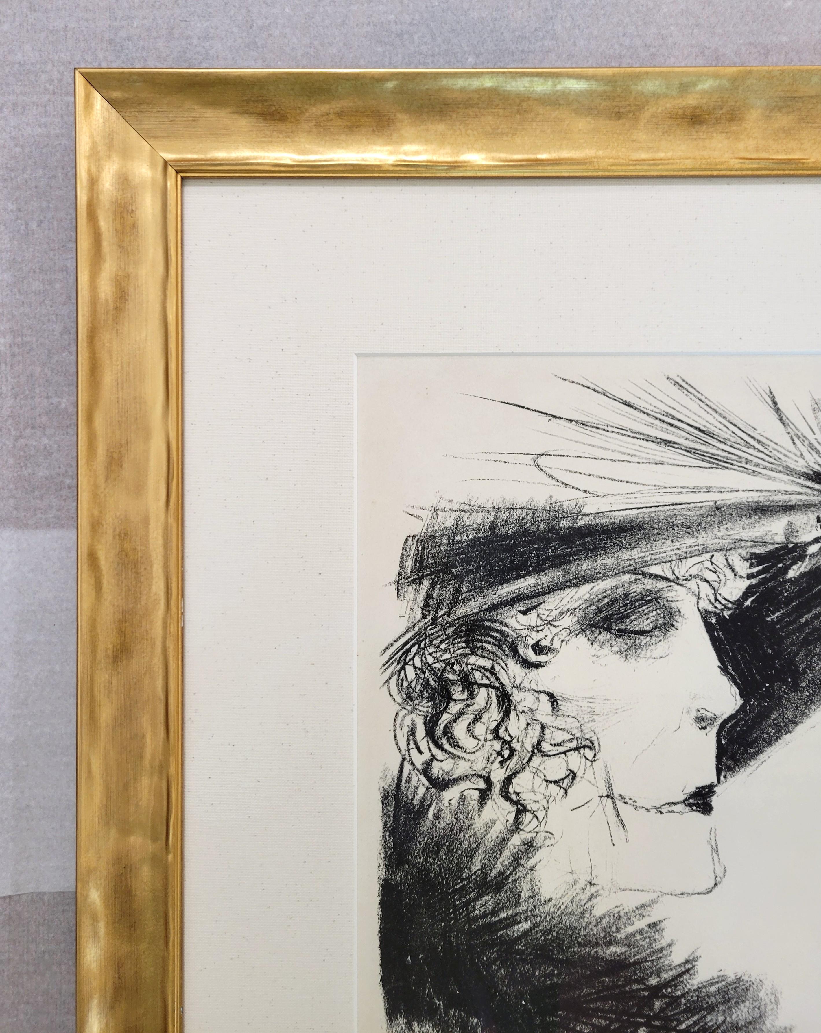 Dame mit Reiher (Woman with a Tuft of Heron Feathers) /// German Expressionism - Expressionist Print by Otto Dix