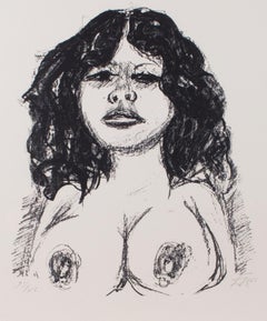 Vintage "Nude, " Lithograph Portrait of a Woman signed by Otto Dix