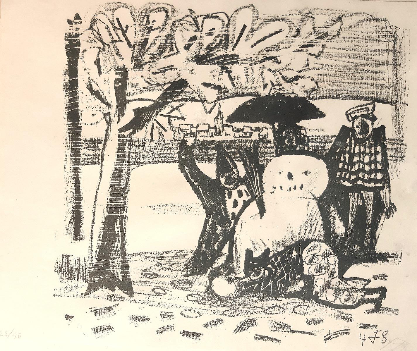 Otto Dix Figurative Print - Snowman - Original Lithograph by O. Dix - 1948