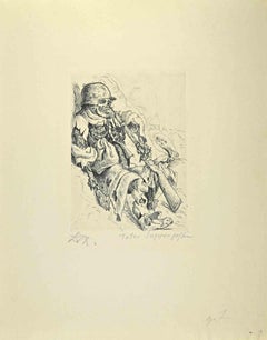 Toter Sappenposten - Dead Sentry in the Trench - Etching by Otto Dix - 1924