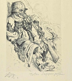 Vintage Toter Sappenposten - Dead Sentry in the Trench - Etching by Otto Dix - 1924