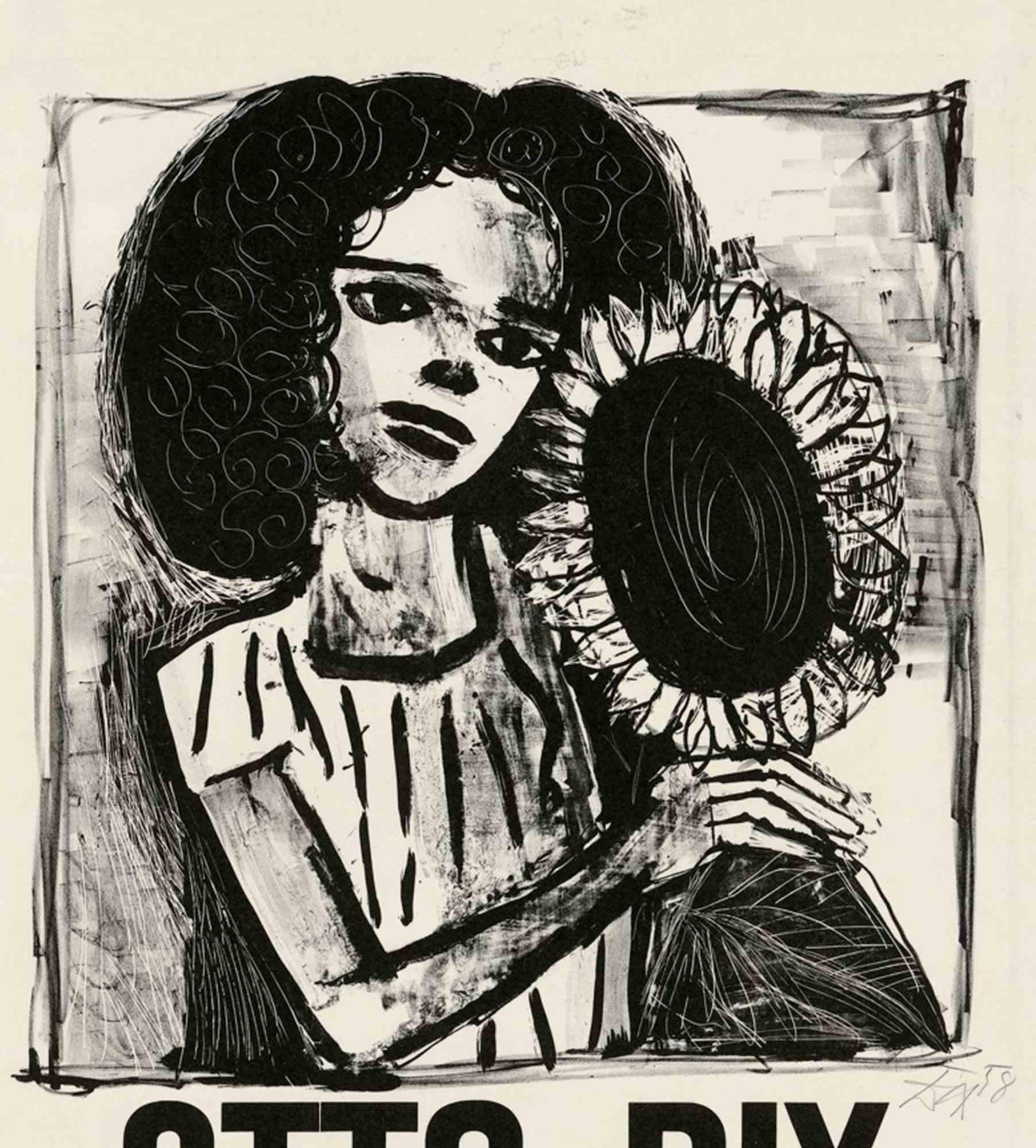 Vintage Exhibition Poster - Offset Print Otto Dix - 1958 1