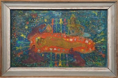 Signed Indonesian Nude Woman Religous Original Framed Vintage Oil Painting