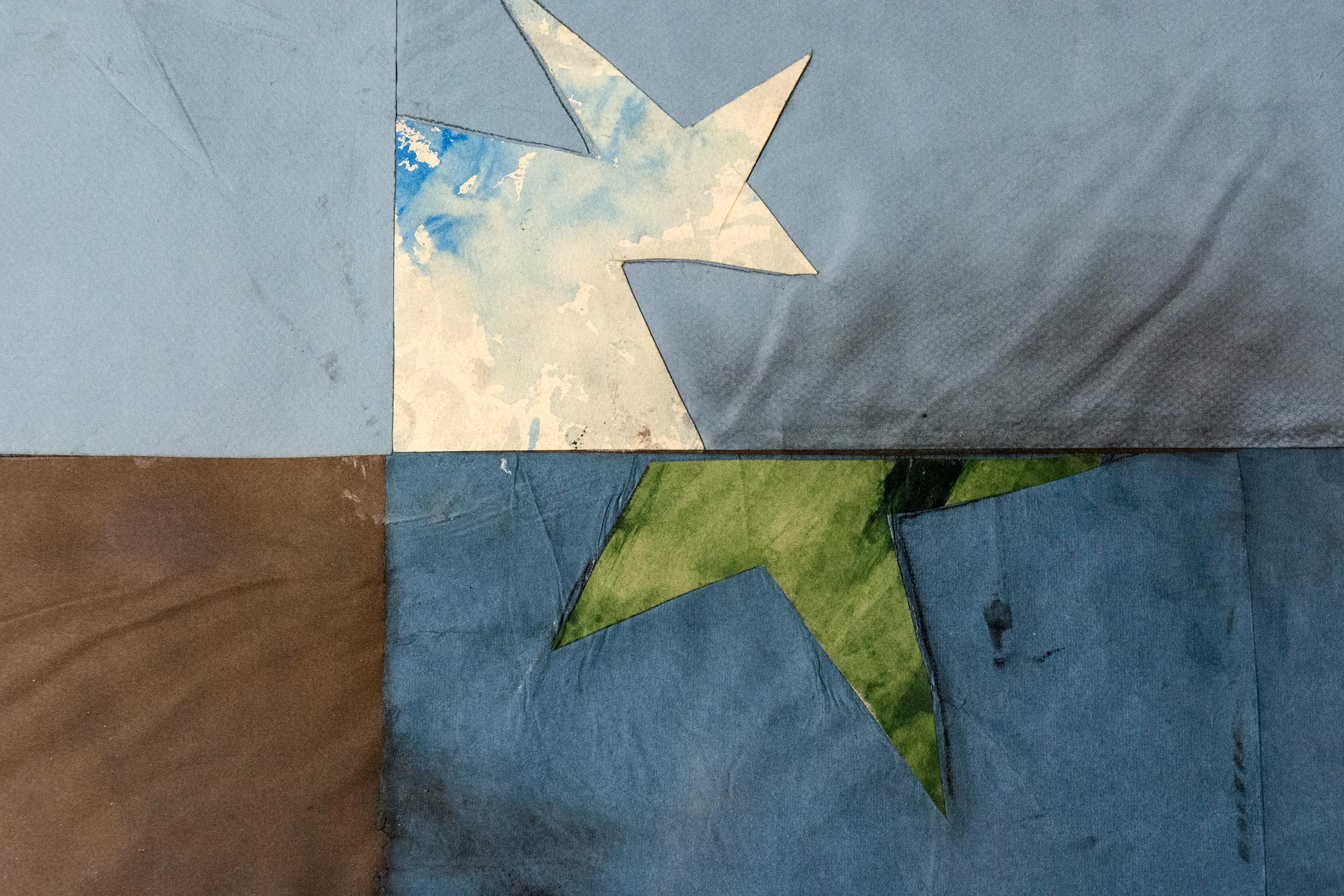Composizione Whitestar - vibrante, modernista, astratta, tecnica mista su carta - Painting Contemporaneo di Otto Donald Rogers