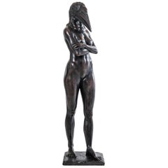 Otto du Plessis, Hornbill Woman, Patinated and Polished Bronze Sculpture