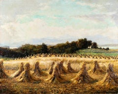 Haystacks - Chiemsee, Bavaria - Impressionist Landscape Oil - Otto Eduard Pippel