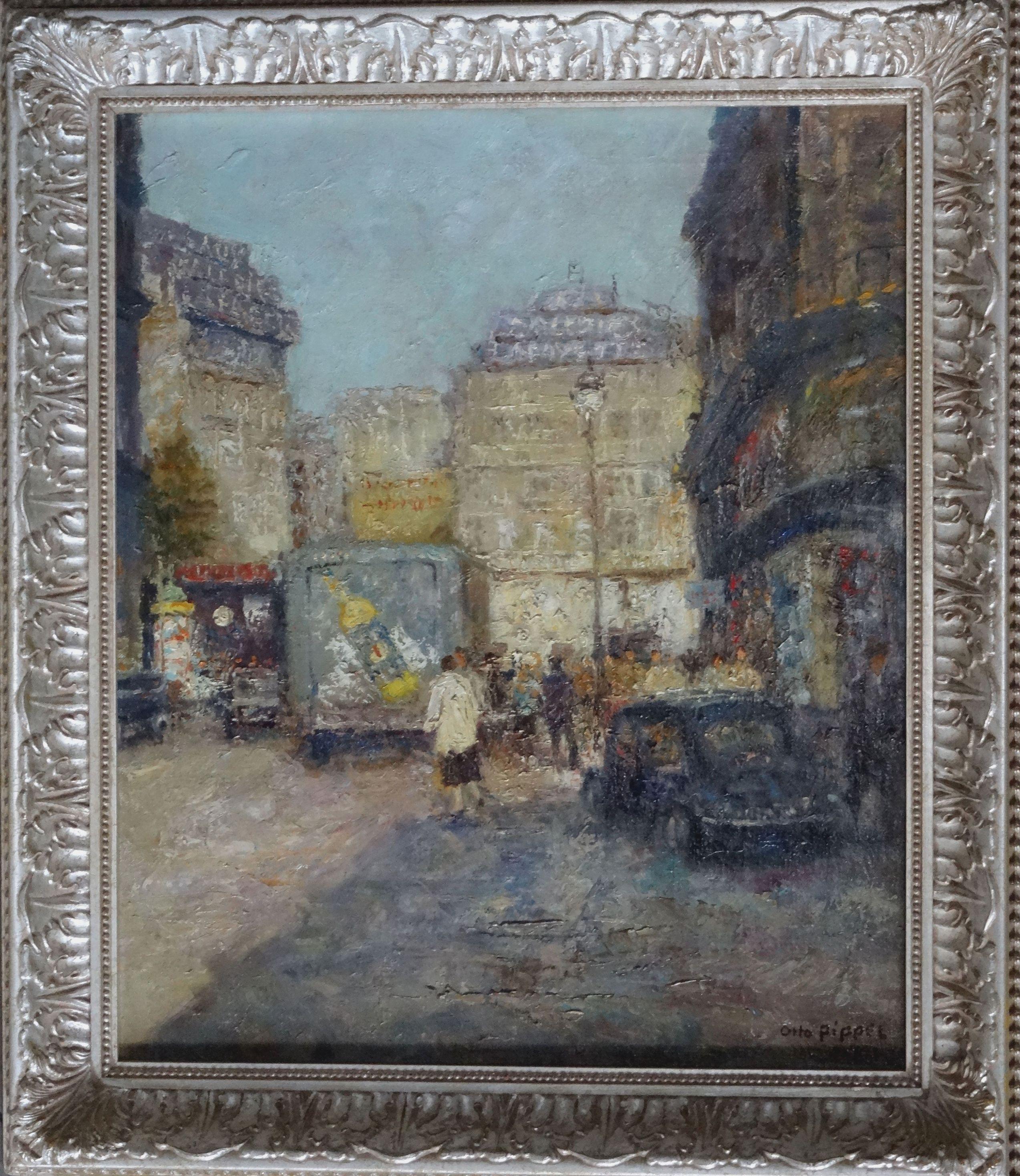 Lafayette Street, Paris. Oil on canvas, 61x50 cm - Painting by Otto Eduard Pippel