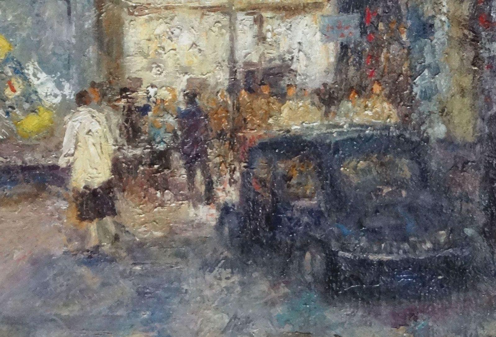 Calle Lafayette, París. Óleo sobre lienzo, 61x50 cm - Landscape Painting Gris de Otto Eduard Pippel