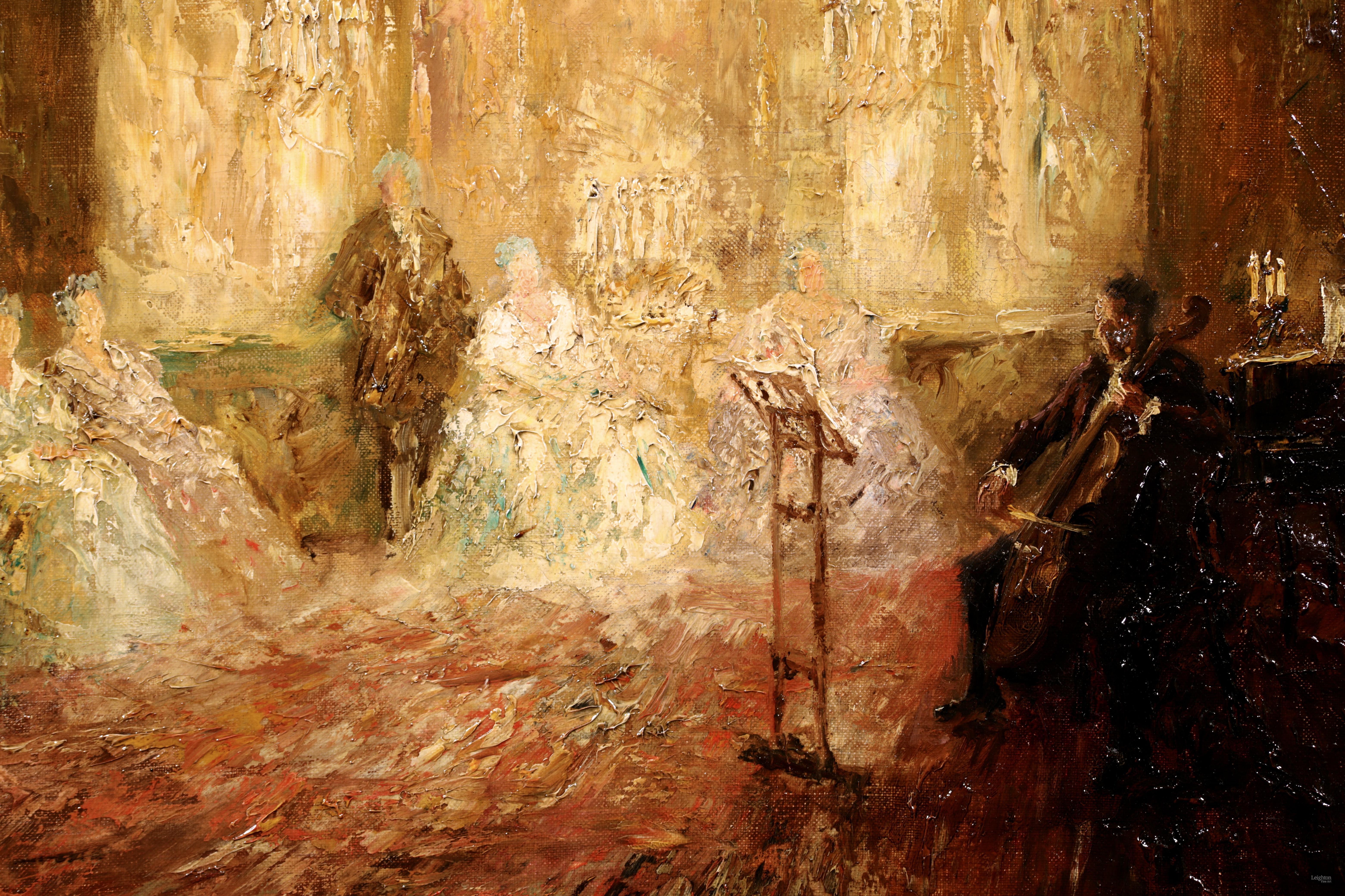 Das Klavierkonzert - Impressionistisches Ölgemälde, Figuren im Inneren von Otto Eduard Pippel 6