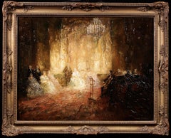 Le concert de piano - Huile impressionniste, figures à l'intérieur d'Otto Eduard Pippel