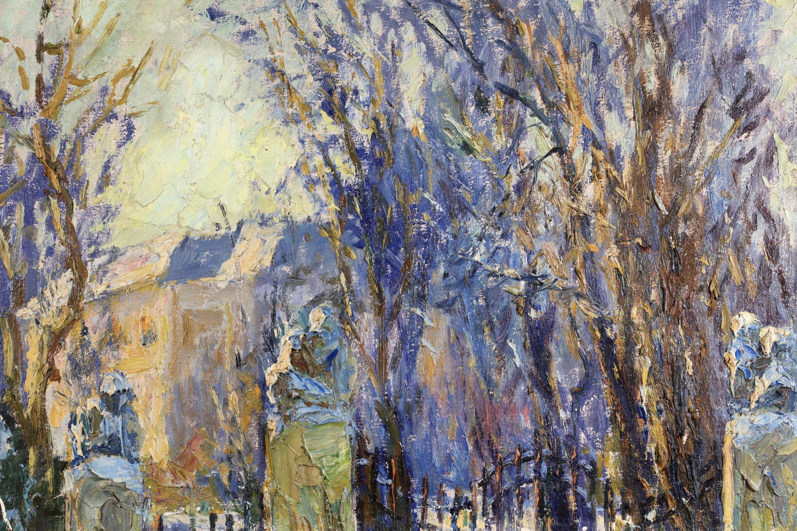 Luce del sole d'inverno - Paesaggio impressionista dipinto a olio da Otto Eduard Pippel 10