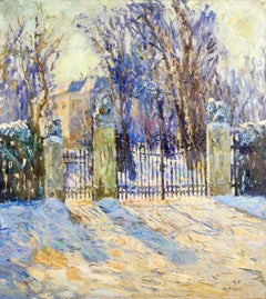 Luce del sole d'inverno - Paesaggio impressionista dipinto a olio da Otto Eduard Pippel