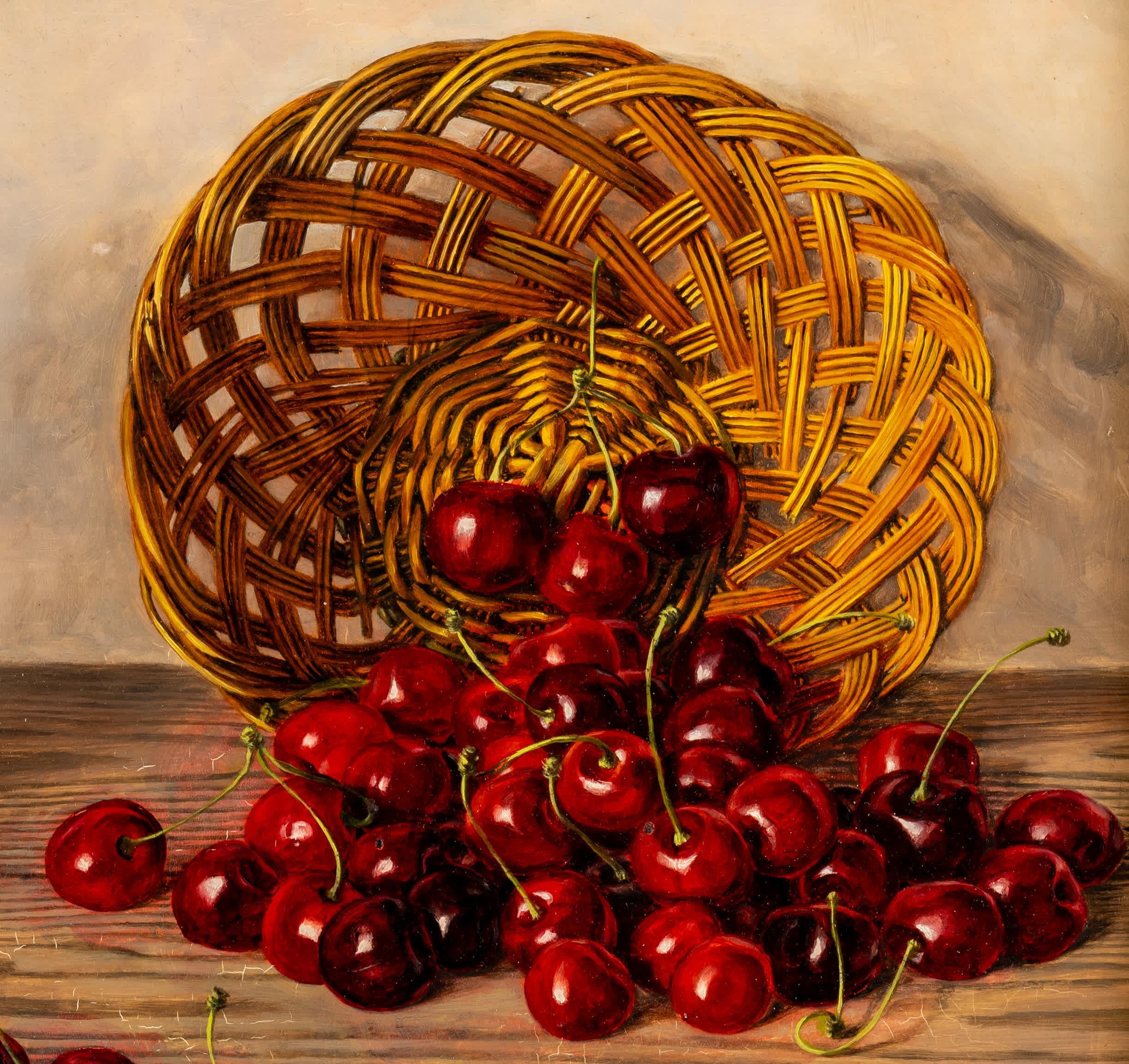 Natura morta con ciliegie - Painting Naturalismo di Otto Eichinger