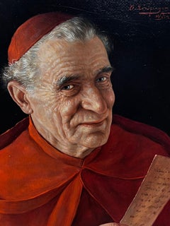 The Cardinal Fine Antique Portrait Oil Painting in Ornate Gilt Frame