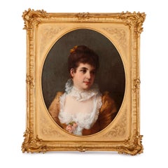 German oil on canvas portrait of a lady by Erdmann 