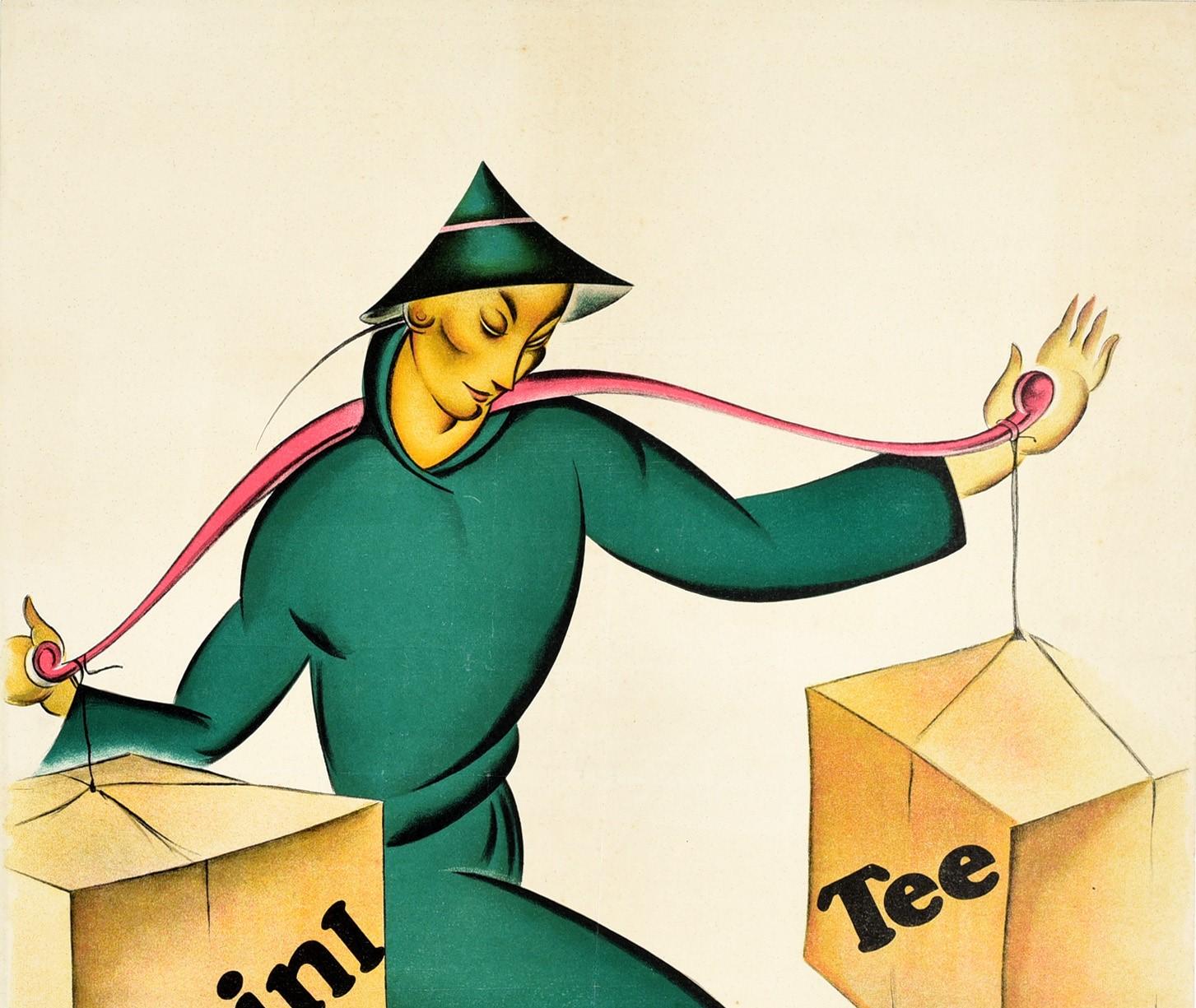 Original Vintage Poster For Julius Meinl Tee Asia Tea Drink Advertising Design - Print by Otto Exinger