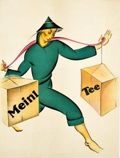 Original Antique Poster For Julius Meinl Tee Asia Tea Drink Advertising Design