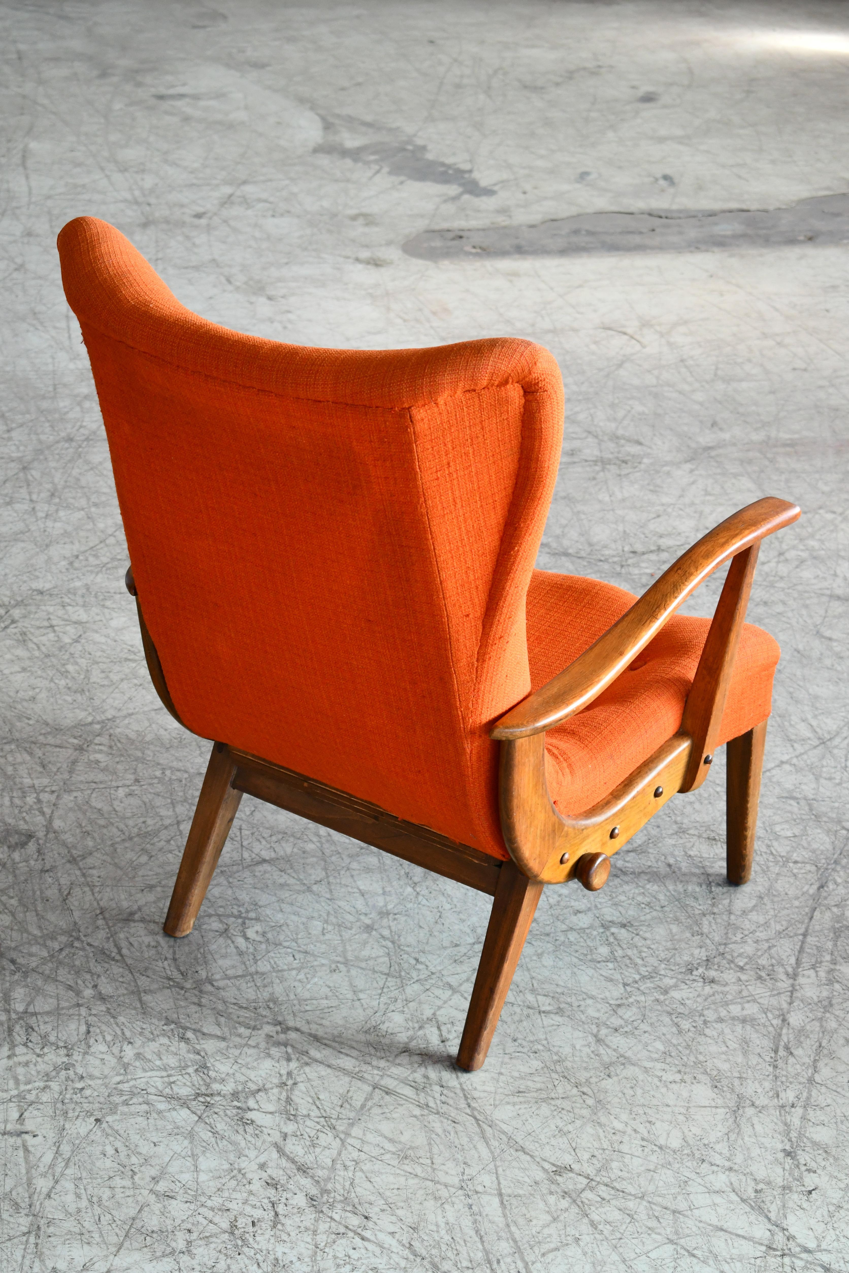 Beech Otto Færge Attributed Reclining lounge in Teak, Denmark, 1950s