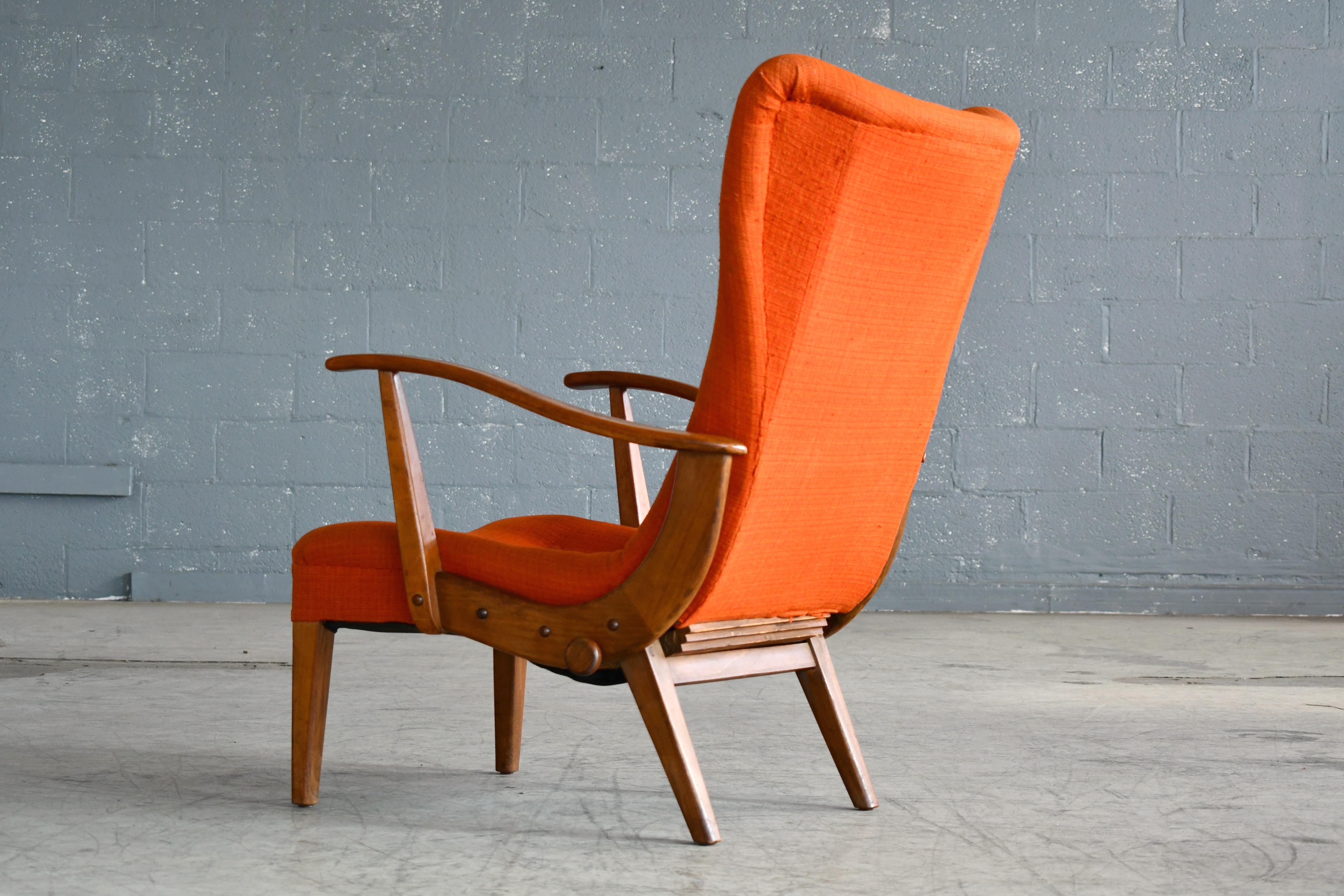 Otto Færge Attributed Reclining lounge in Teak, Denmark, 1950s 1