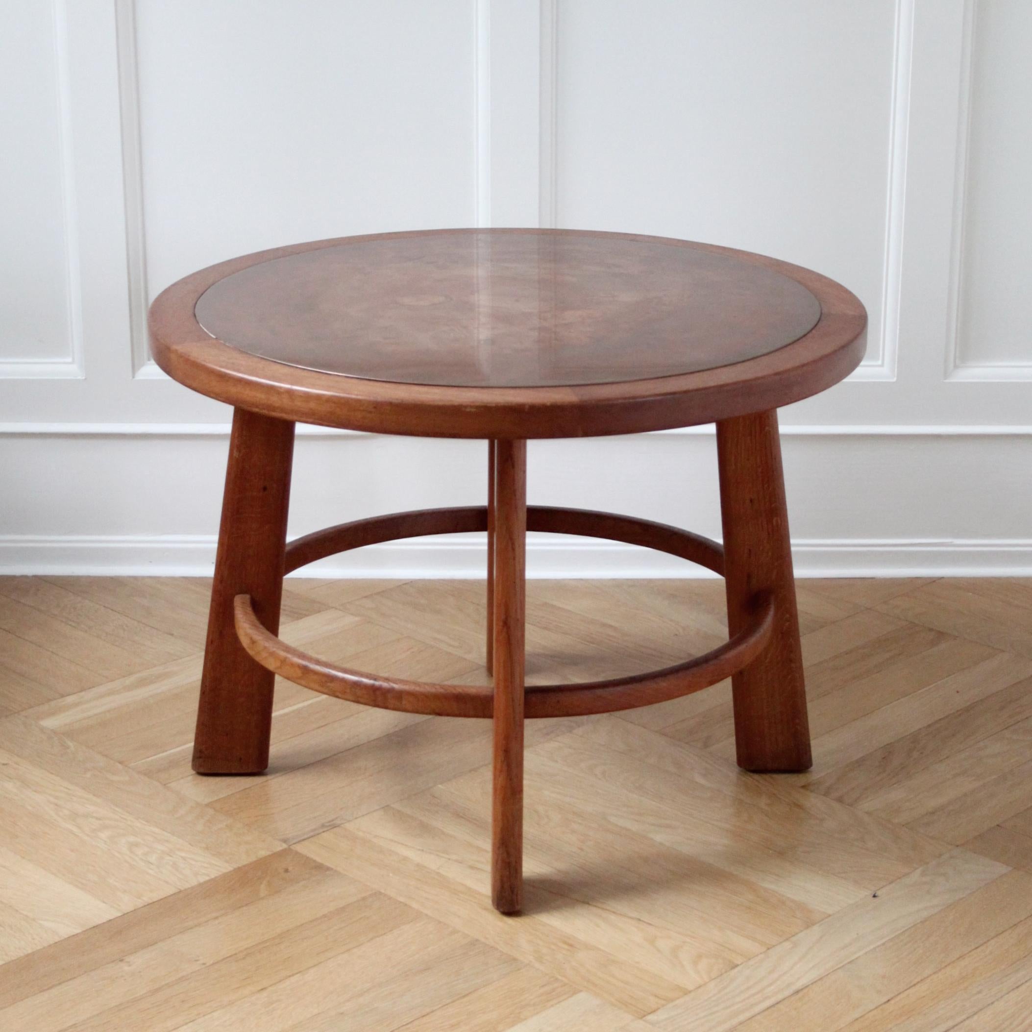 Danish Otto Færge Coffee Table in Oak and Copper, Denmark 1940s