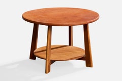 Otto Færge, Coffee Table, Oak, Leather, Denmark, 1940s