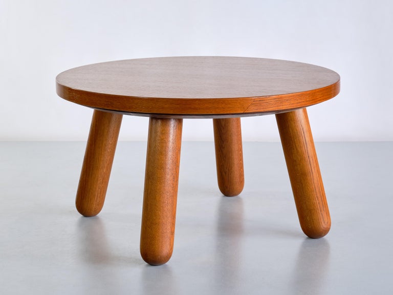 Otto Færge Round Coffee Table in Oak, Denmark, 1940s For Sale 5