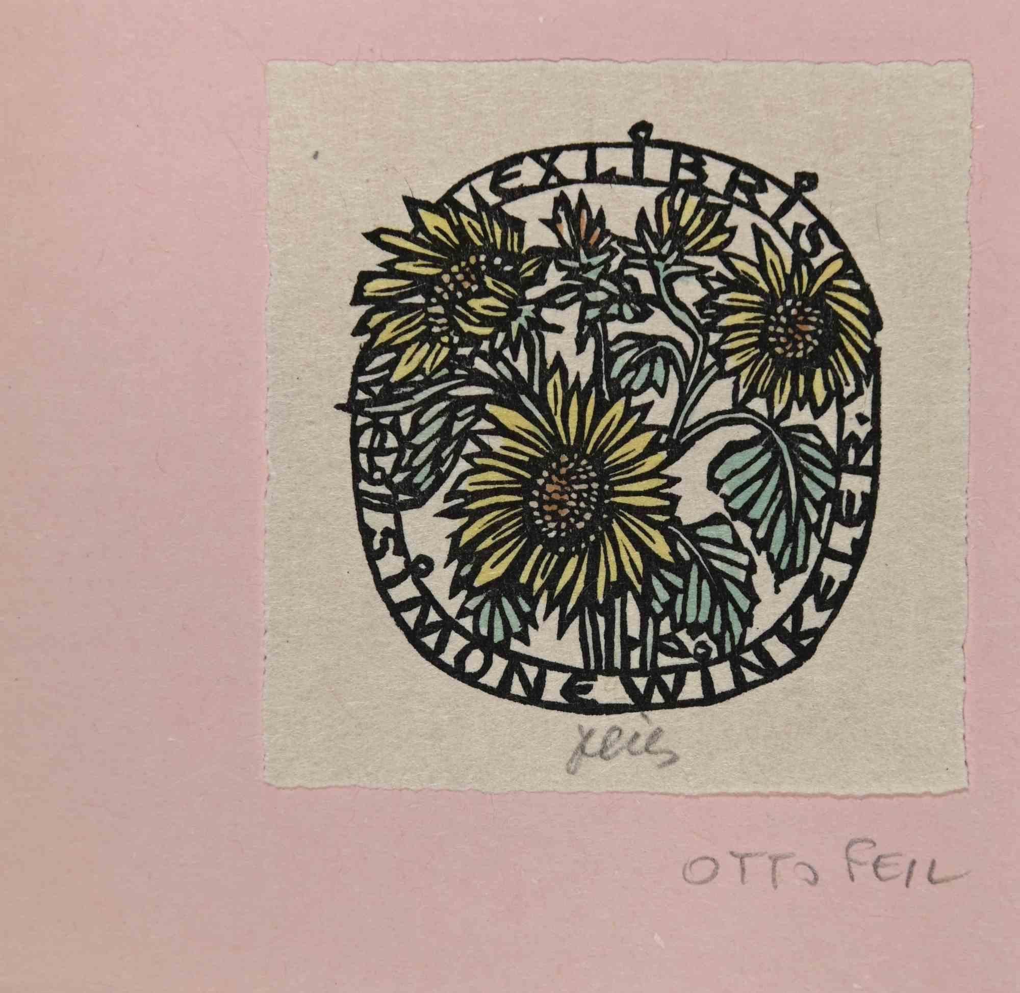 Ex Libris - Simone Winkeler ist ein Kunstwerk des österreichischen Künstlers Otto Feil (1894-1985) aus den 1940er Jahren. 

Holzschnitt auf Seidenpapier. Handsigniert am unteren Rand.

Das Werk ist auf rosa Karton geklebt.

Abmessungen insgesamt: