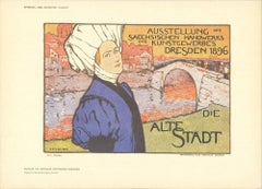 1897 Otto Fischer 'Dresden, Die Alte Stadt' Vintage Multicolor, Blau, Grün 