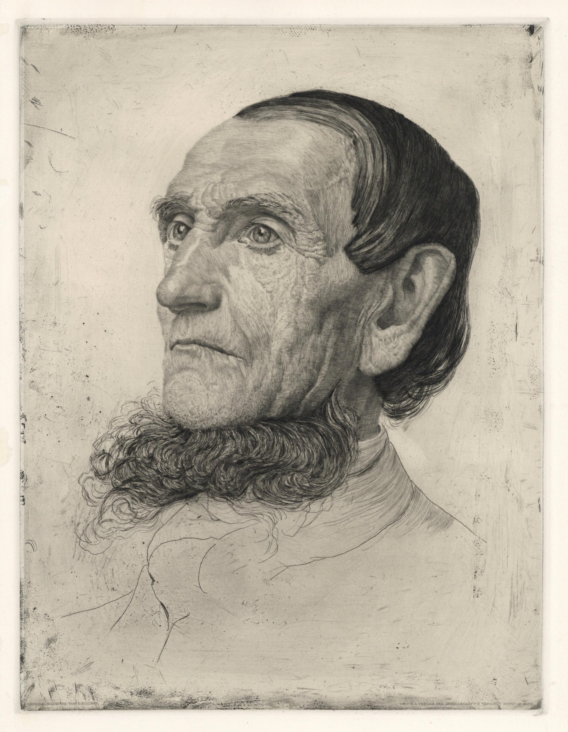 "Head Study" original etching - Print by Otto Fischer
