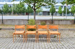 Otto Frei Model Montreal Ash Cognac Leather Dining Chair Karl Fröscher Set of 4