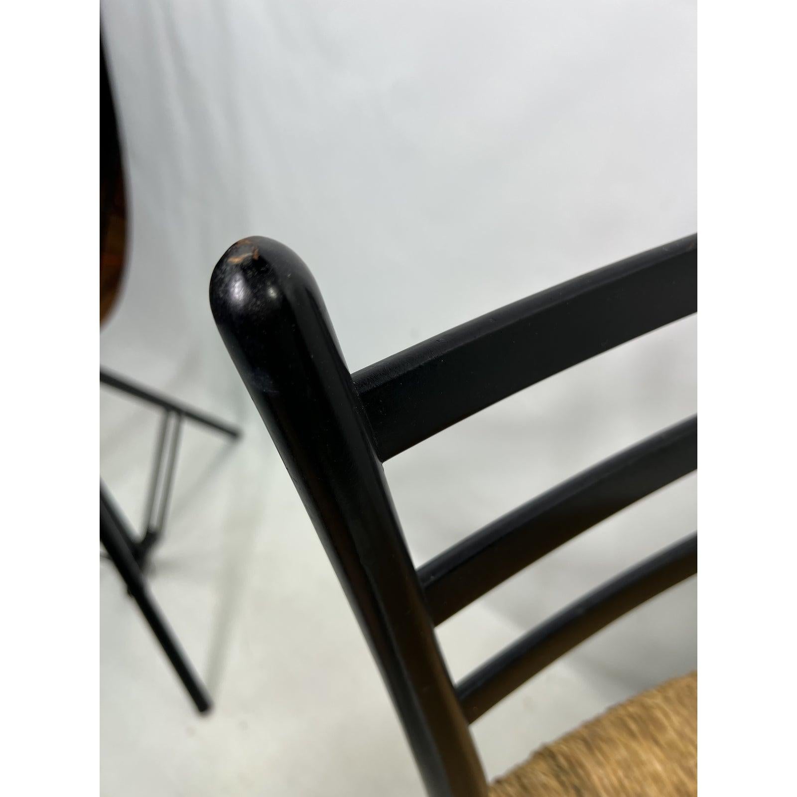 Mid-Century Modern Otto Gerdau, Made in Italy, Rush Seat Chairs, a Pair