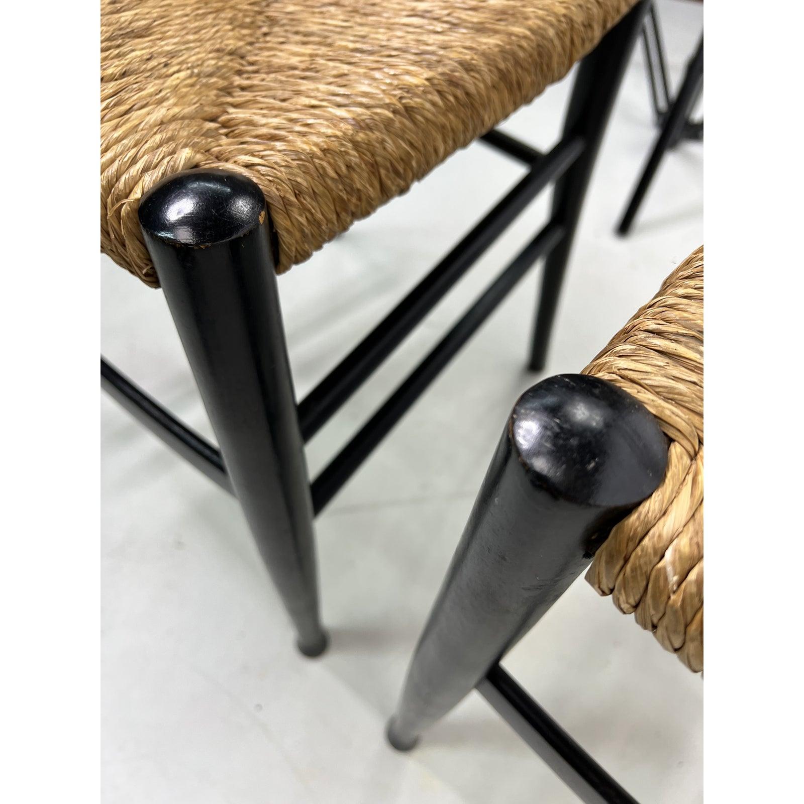 Otto Gerdau, Made in Italy, Rush Seat Chairs, a Pair In Good Condition In Esperance, NY