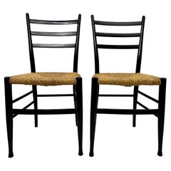 Paire de chaises à assise en jonc Otto Gerdau, fabriquées en Italie