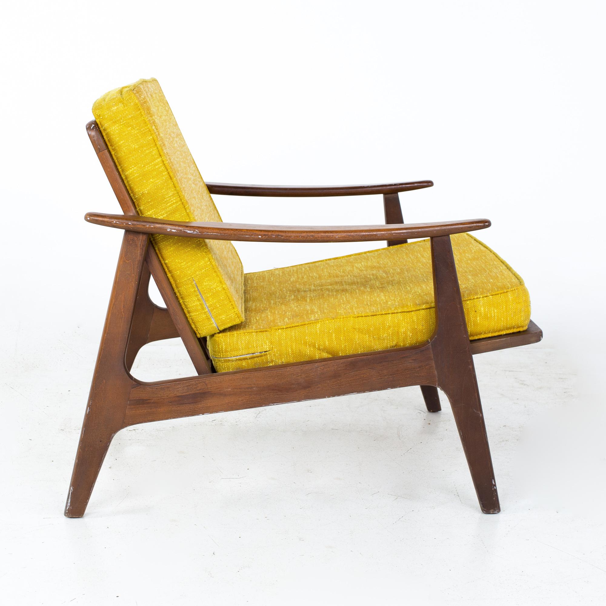 Upholstery Otto Gerdau Mid Century Italian Walnut Lounge Chairs, a Pair