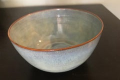 Otto & Gertrud Natzler Signed Soft Pearl Green Blue Glazed Midcentury Bowl