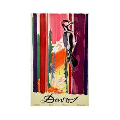 1957 travel poster by Otto Glaser - The alpine resort town of Davos Switzerland