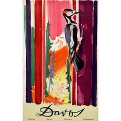 Otto Glaser - 1957 travel poster by Otto Glaser - The alpine resort town of Davos Switzerland 1957 travel poster by Otto Glaser - The alpine resort town of Davos Switzerland