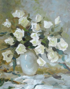 Roses. Cardboard, canvas, oil, 51x40 cm