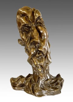Otto Gutfreund – Don Quijote Face – Cubism Sculpture – Signed Bronze Bust